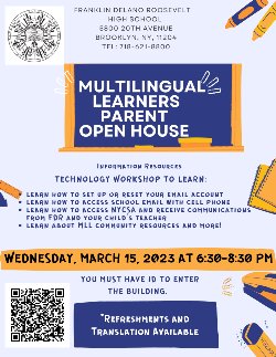 MLL Open House for parents flyer